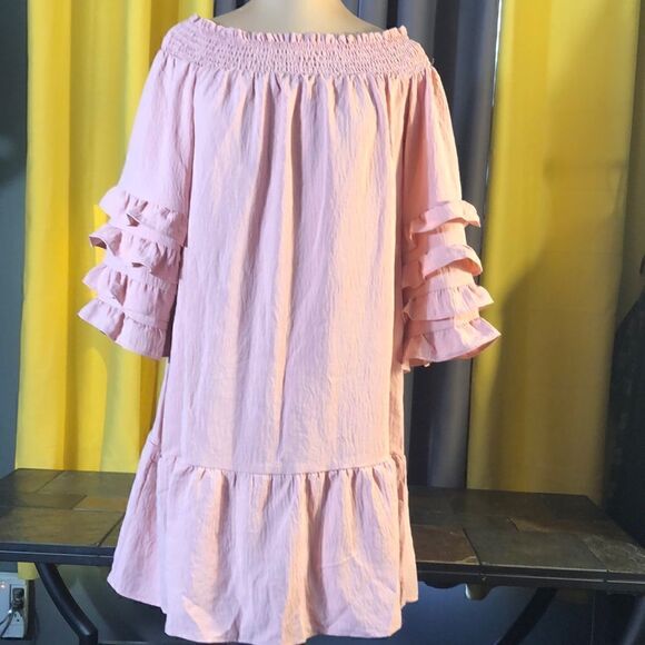 ZANZEA Women's Casual Mini Dress/long tip on or off shoulder-dusty pink - Picture 1 of 8